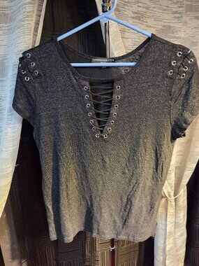 Generation Love Hugo Lace-up Metallic Linen Top Size L